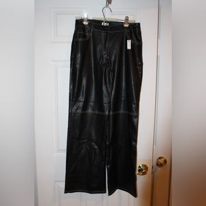 Never worn ardene black leather pants white stitching detail size 9